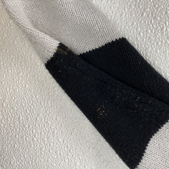 Lucky Brand Women Small Grandpa Core Comfy Black Gray Oversized Striped Sweater - Picture 14 of 14